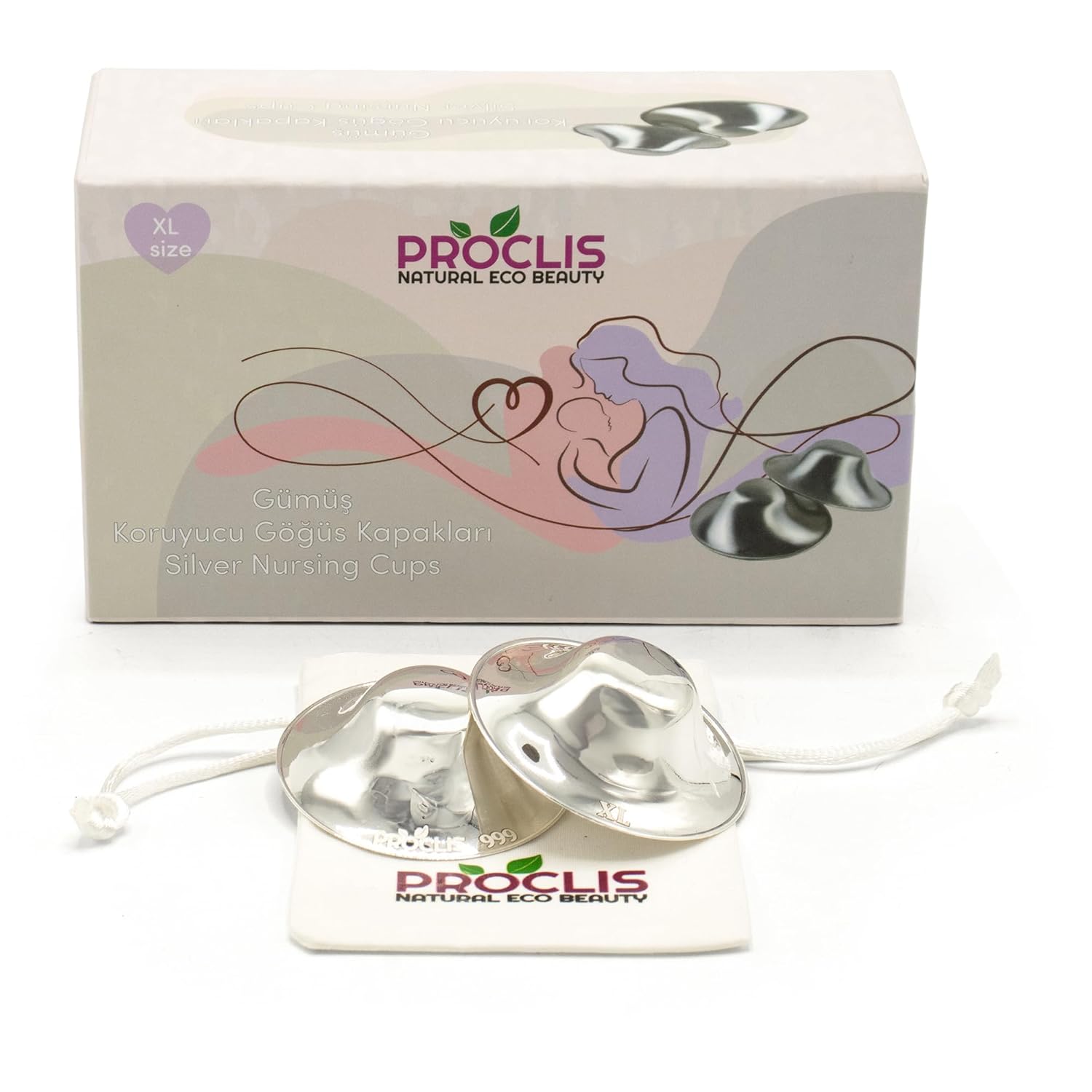 proclis natural eco beauty Koruyucu Gümüş Göğüs Ucu Kapakları, 999 Ayar Parlatılmış Gümüş Göğüs Ucu Koruma Kapakları, Gümüş Meme Kapağı, Göğüs Ucu Koruyucular (X-Large)