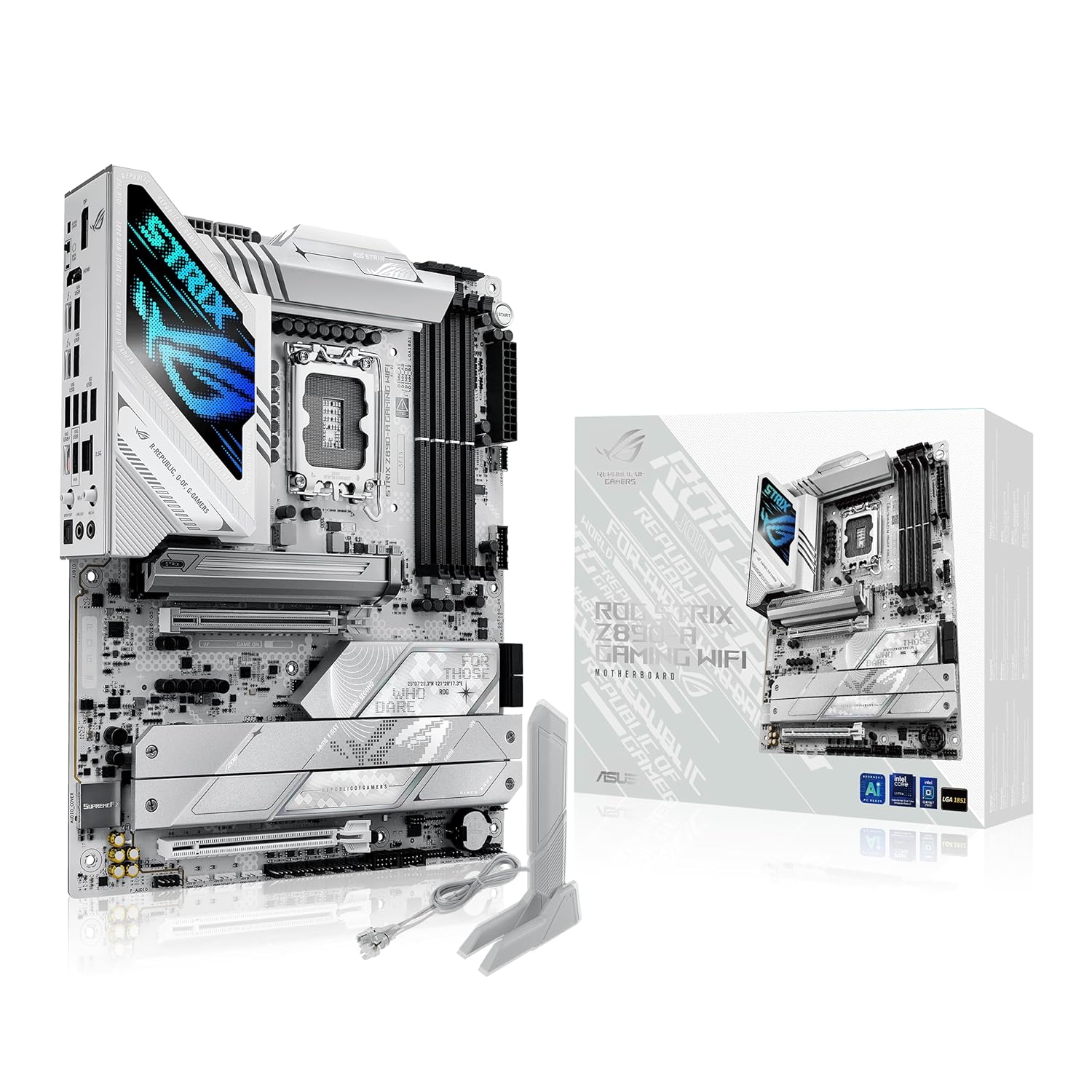 ASUS ROG STRIX Z890-A GAMING WIFI Intel Z890 LGA1851 DDR5 9066 DP HDMI 2xUSB4 5x M2 USB3.2 WiFi 7 + BT AURA RGB 2.5Gbit LAN ATX 16+1+2+2 Güç Aşamaları, M.2 Q-Release, Anakart
