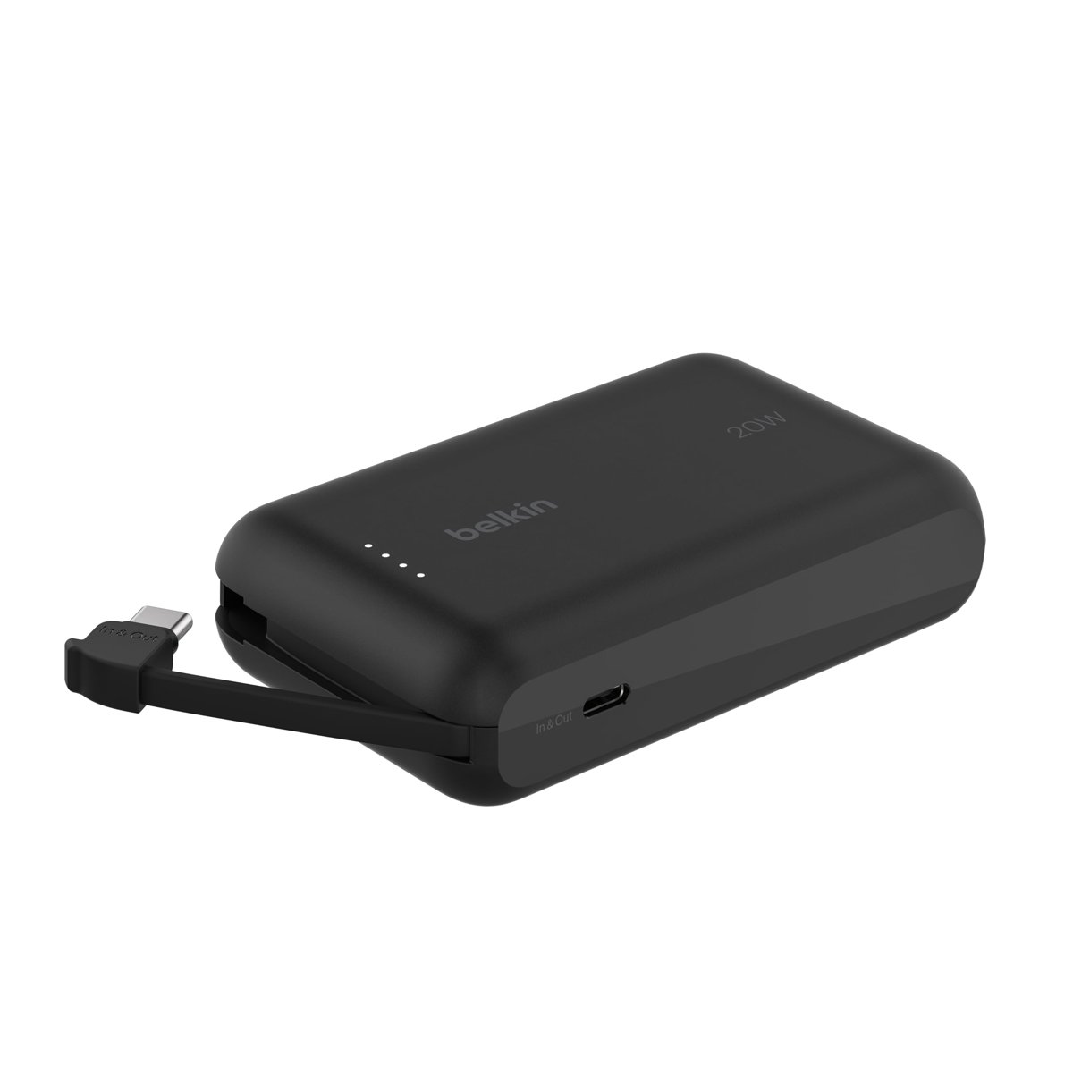 Belkin BoostCharge Power Bank, Entegre Kablolu Taşınabilir Şarj Cihazı 10K PD 20W - USB-C Güç Dağıtımı, iPhone Power Bank iPhone 17 Serisi, iPad Pro, Galaxy S25 ve Daha Fazlası için Hızlı Şarj