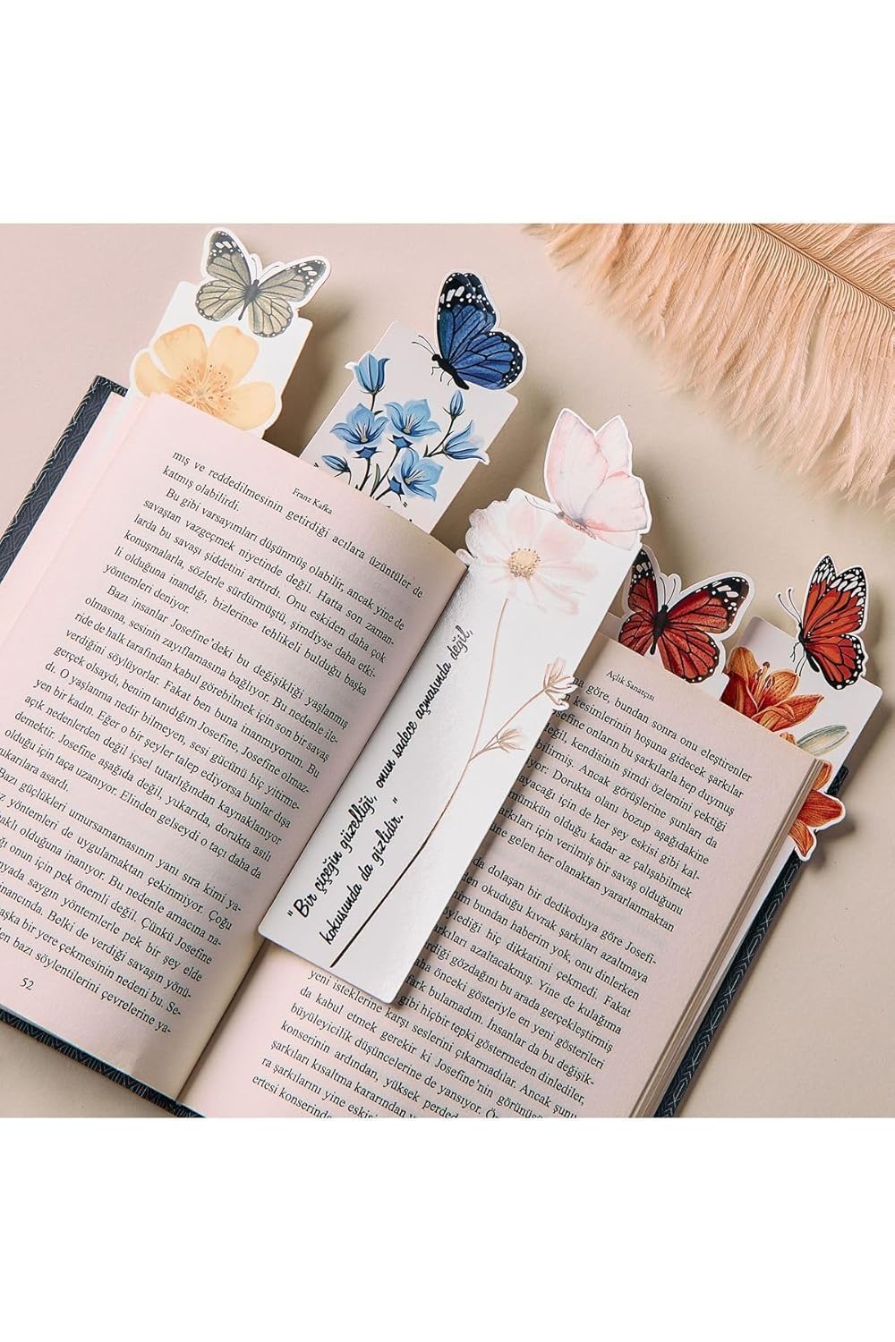 Hediyesepeti Renkli Kelebek Figürlü Motto Mesajlı Kitap Ayracı