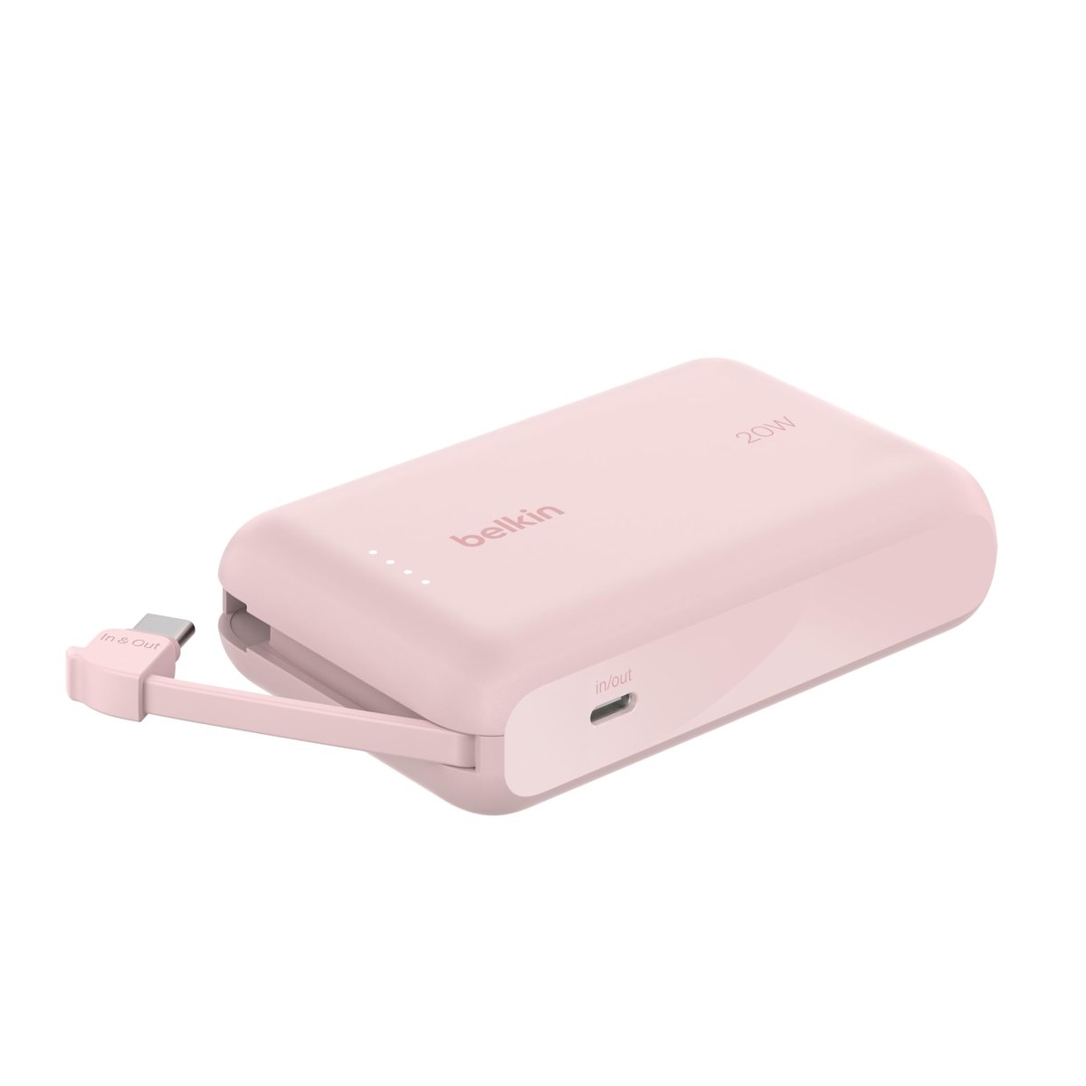 Belkin BoostCharge Power Bank, Entegre Kablolu Taşınabilir Şarj Cihazı 10K PD 20W - USB-C Güç Dağıtımı, iPhone Power Bank iPhone 17 Serisi, iPad Pro, Galaxy S25 ve Daha Fazlası için Hızlı Şarj
