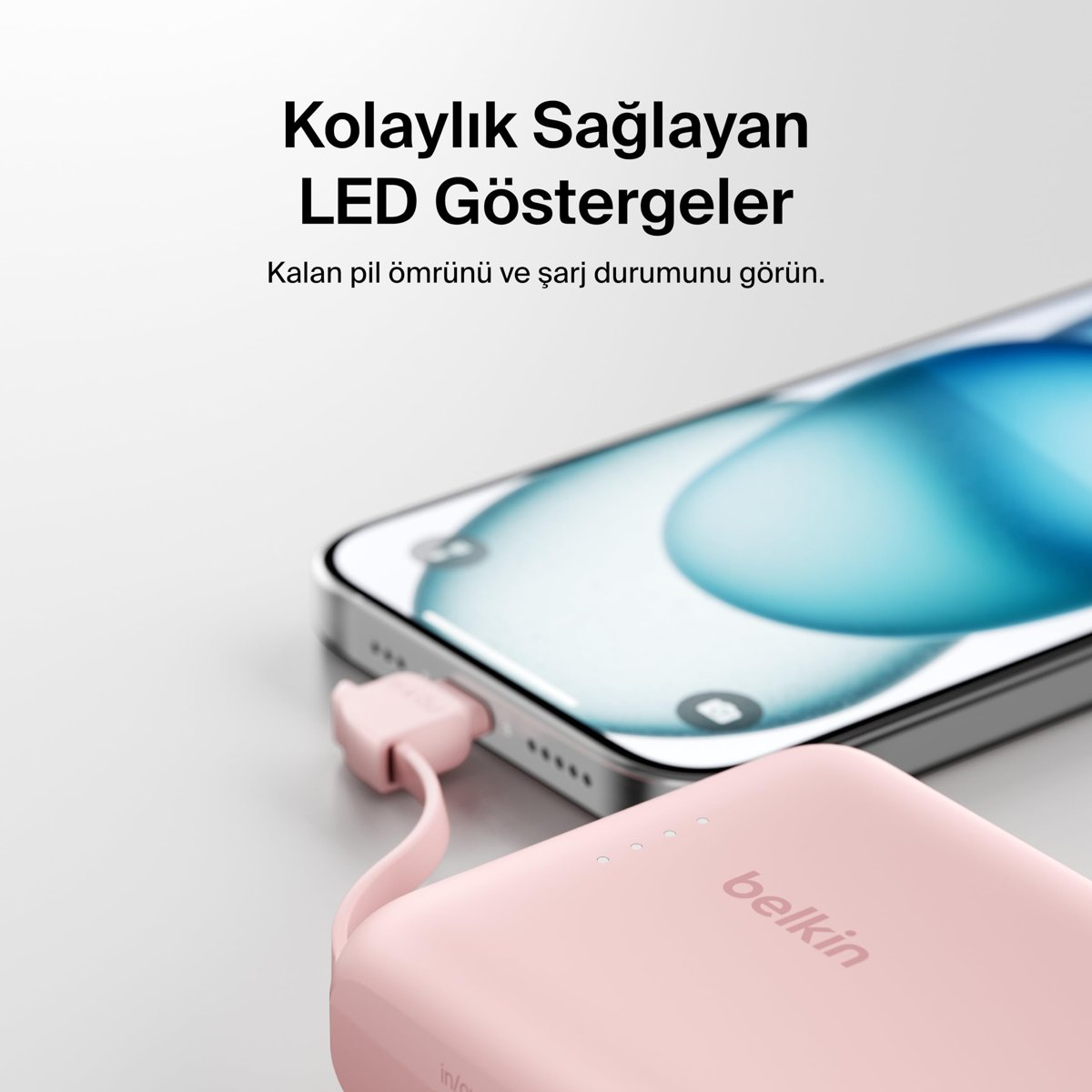 Belkin BoostCharge Power Bank, Entegre Kablolu Taşınabilir Şarj Cihazı 10K PD 20W - USB-C Güç Dağıtımı, iPhone Power Bank iPhone 17 Serisi, iPad Pro, Galaxy S25 ve Daha Fazlası için Hızlı Şarj