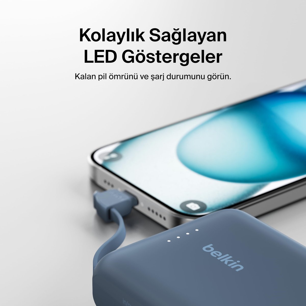 Belkin BoostCharge Power Bank, Entegre Kablolu Taşınabilir Şarj Cihazı 10K PD 20W - USB-C Güç Dağıtımı, iPhone Power Bank iPhone 16 Serisi, iPad Pro, Galaxy S24 ve Daha Fazlası için Hızlı Şarj
