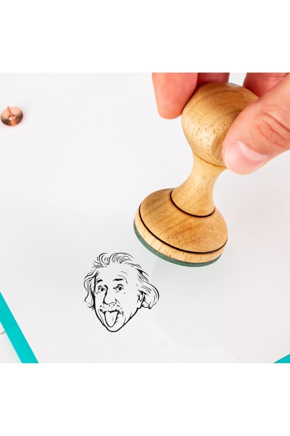 Fizikçilere Hediye Einstein Tasarımlı Esprili Mühür - Ahşap Kitap mühür - Defter Kaşe