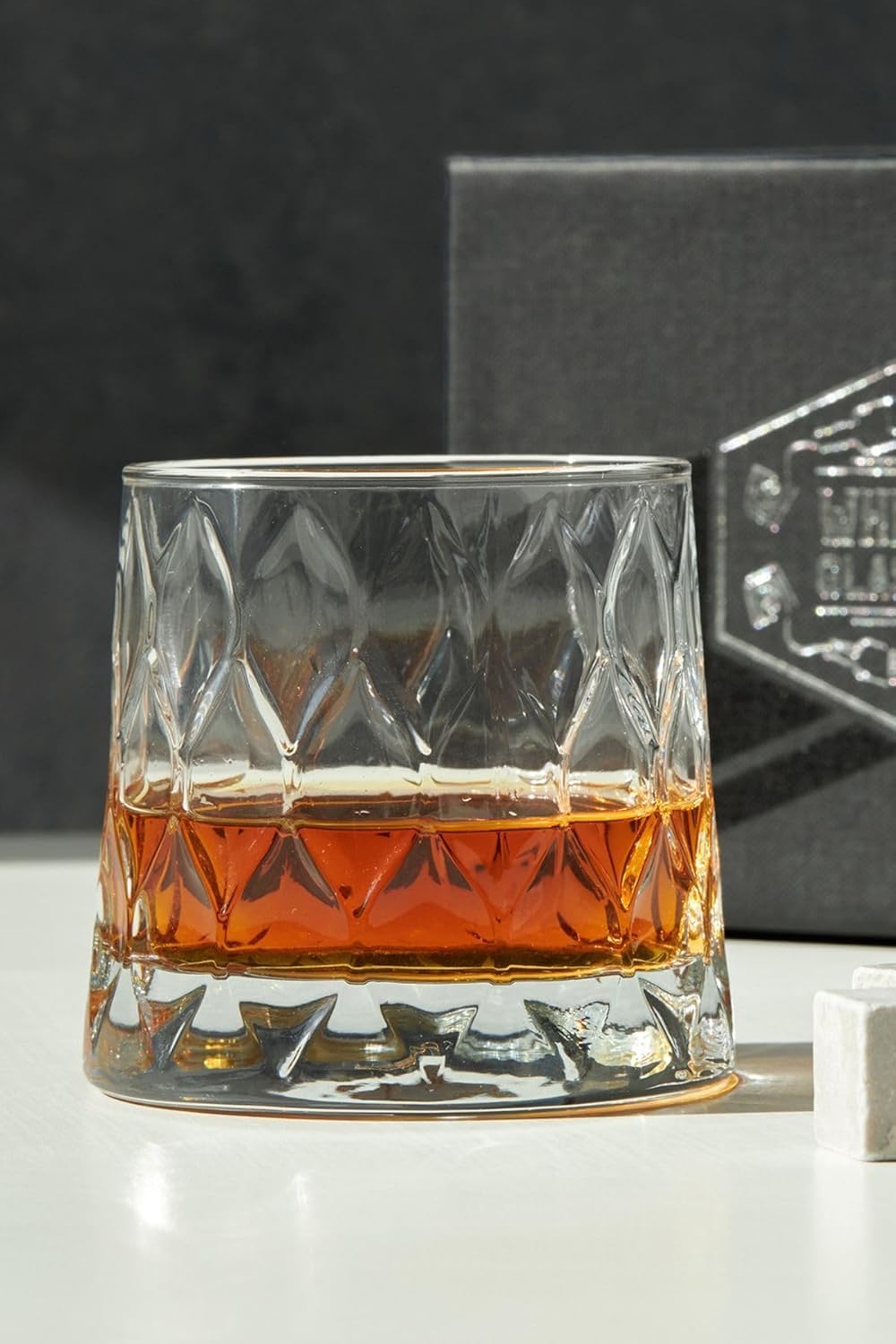 Hediyesepeti Özel Kutusunda Kristal Desenli Viski Kadeh Seti Viski Taşı Bardak Set