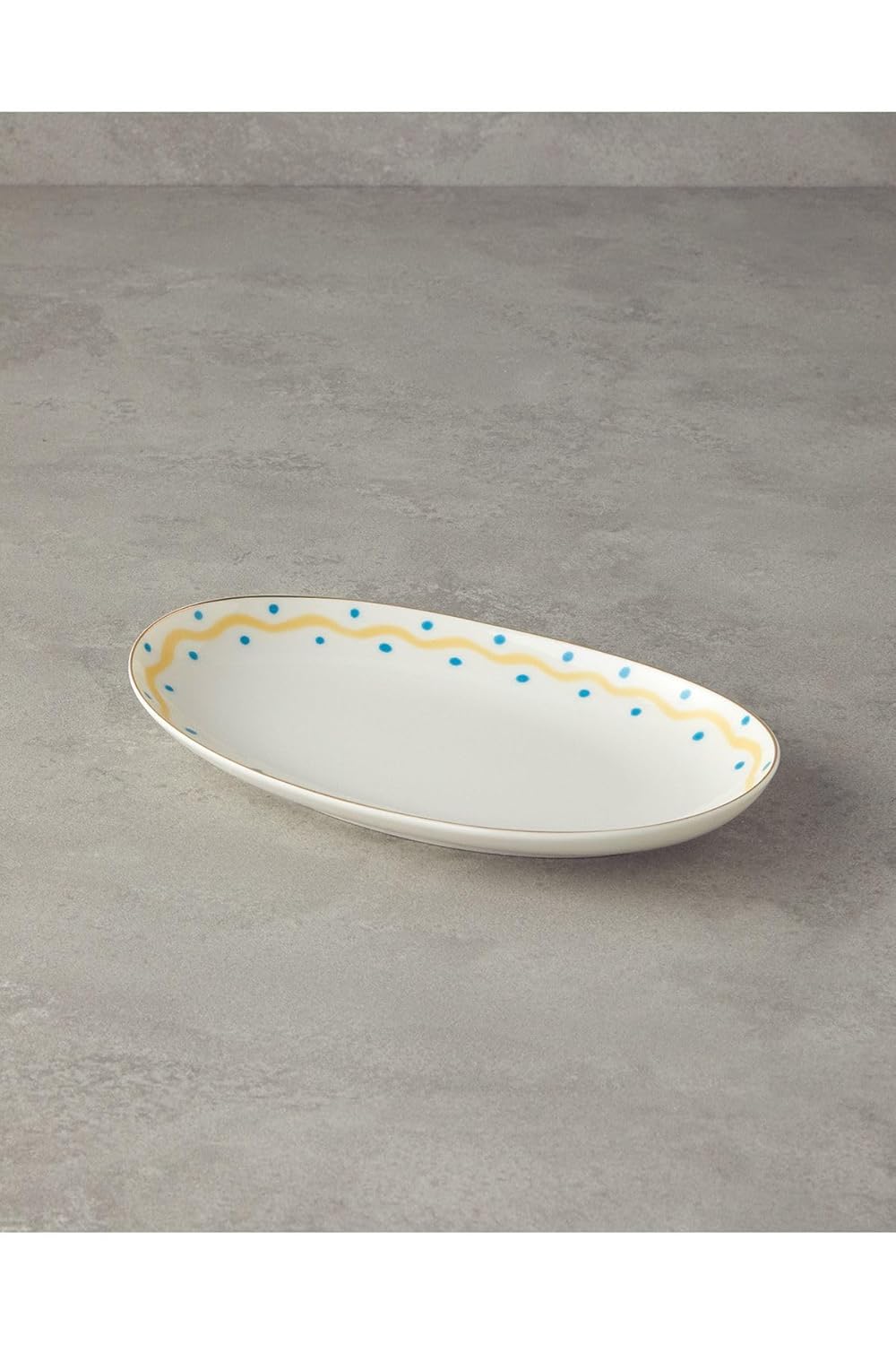 English Home Yellow Carny Bone Porselen Kayık Tabak 25 Cm Mavi-Sarı