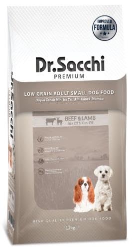 Dr.Sacchi Düşük Tahıllı Sığır Etli ve Kuzu Etli Mini Irk Yetişkin Köpek Maması 12 kg