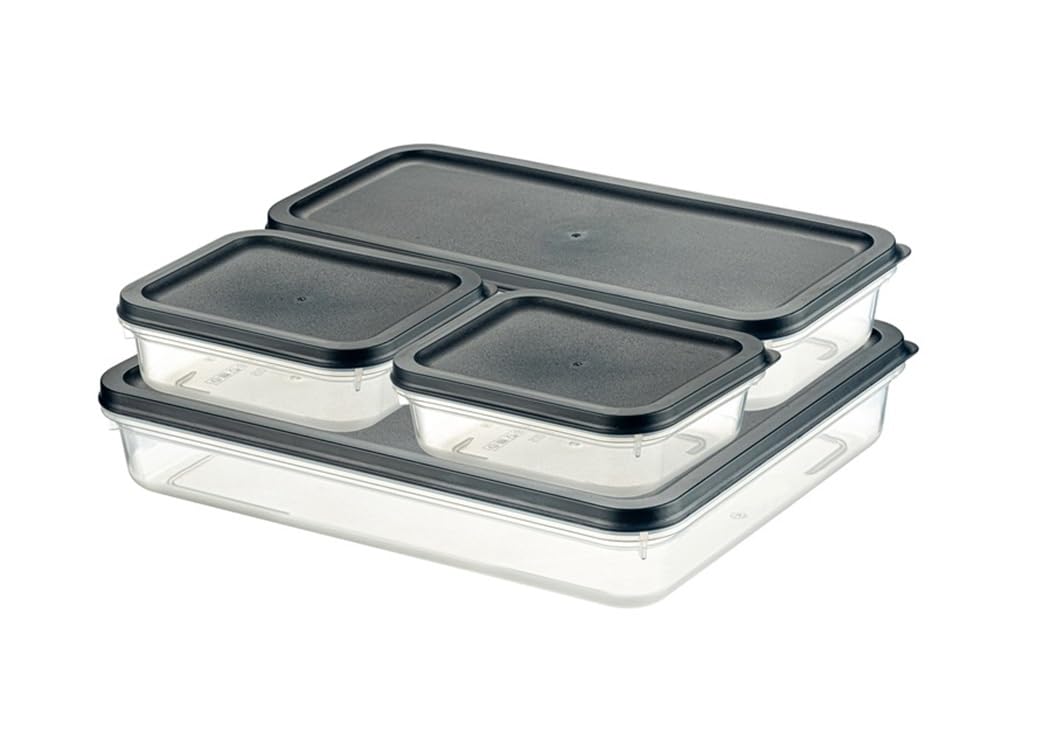 Orret Home 4 Adet Buzdolabı ve Derin Dondurucu Saklama Kabı Seti, Fresh Box, Dolap Düzenleyici ve Buz Dolabı Organizeri, BPA İçermeyen PP Plastik,Gıdaları Taze Tutma,Mutfak Düzenleyici (Gri)