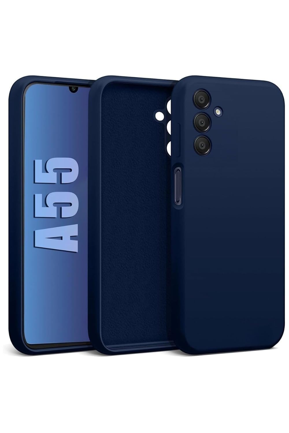CONSTRAIN Samsung Galaxy A55 ile Uyumlu Kadife İç Yüzeyli Kamera Korumalı Şok Emici Silikon Kılıf – Lacivert