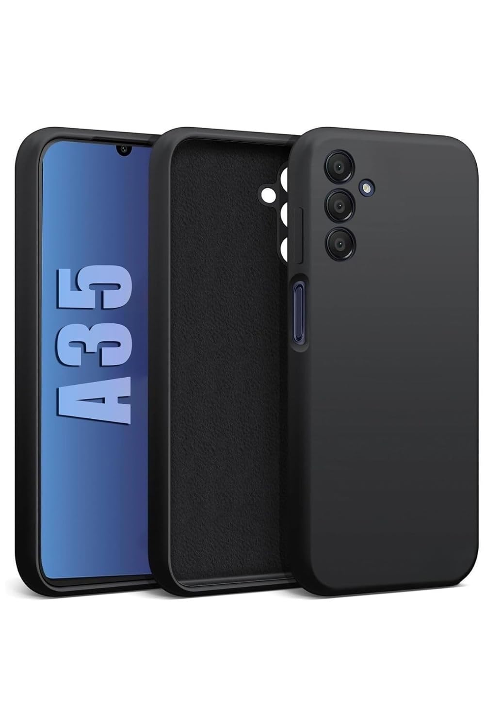 CONSTRAIN Samsung Galaxy A35 ile uyumlu Kadife Astarlı Siyah Mat Silikon Kılıf – İnce & Esnek, Leke ve Suya Dayanıklı