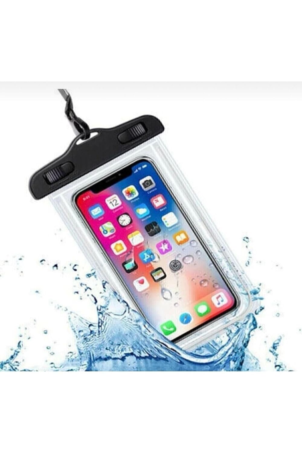 CONSTRAIN Su Geçirmez Telefon Kılıfı - Universal Uyumluluk, Dokunmatik Şeffaf Ekran, Deniz ve Havuz Kullanımına Uygun Boyun Askılı Kılıf - Siyah