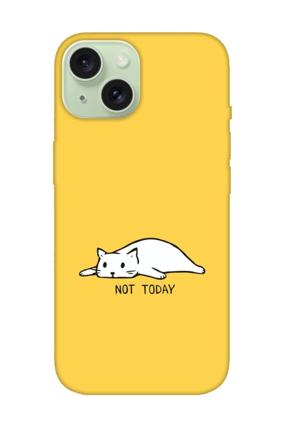 iPhone 15 Plus Not Today Kedi Sarı Telefon Kılıfı