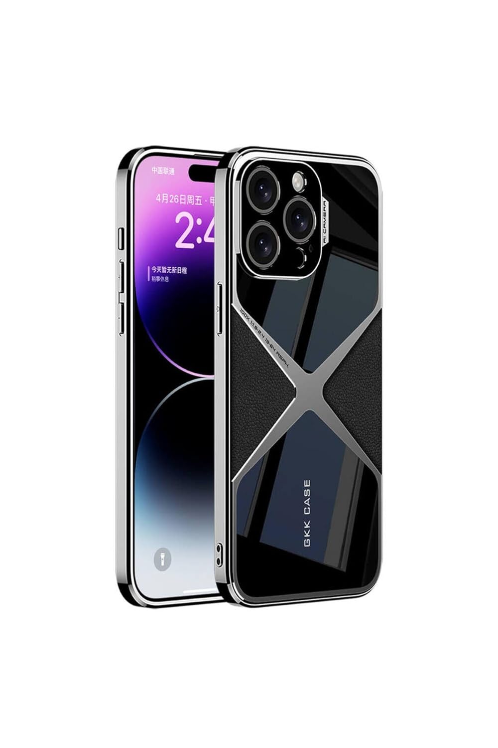 Apple iPhone 14 Pro Max Kılıf Ultra İnce Kamera Korumalı PC + Deri Arka Yüzey Zore X-Pro Kapak-Siyah