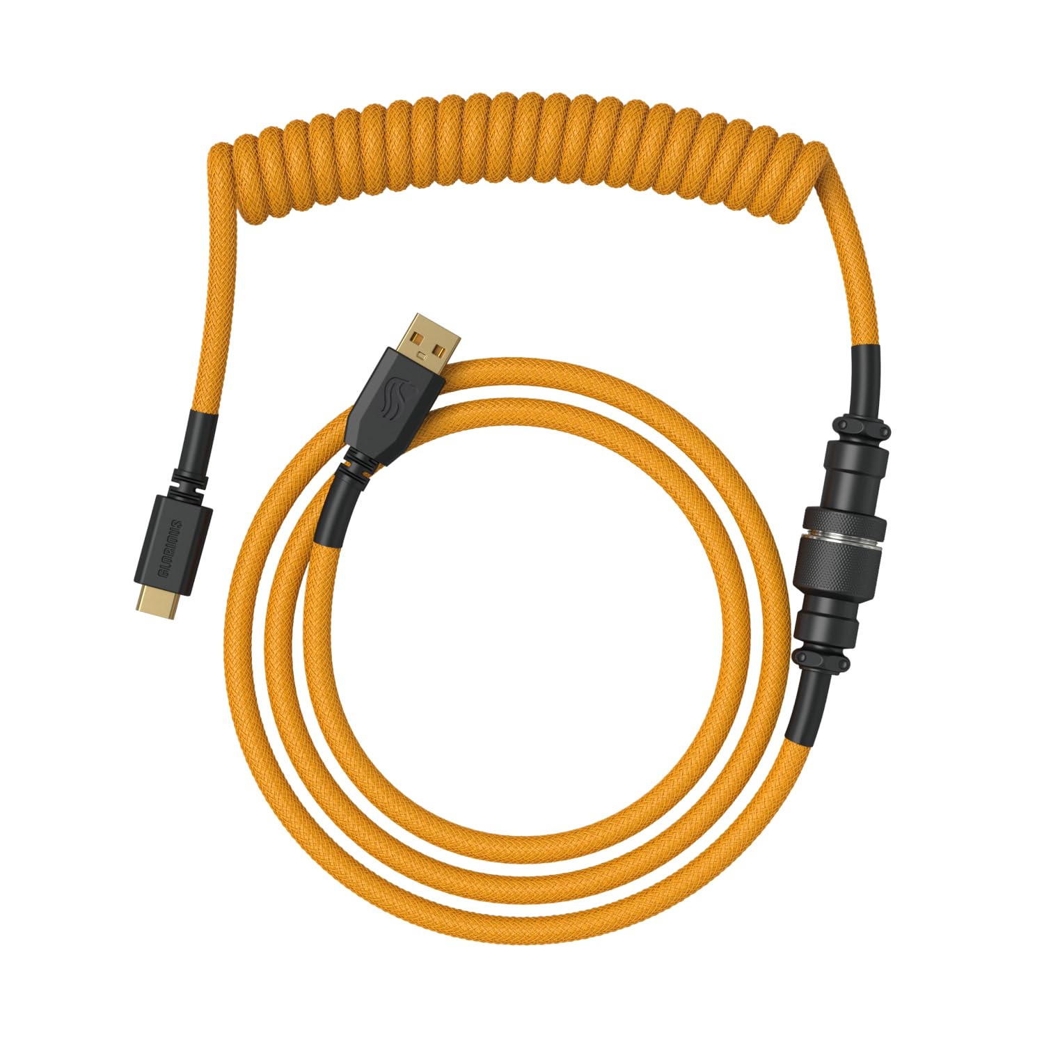 Glorious Coiled Keyboard Cable – Coiled USB C Cable Artisan Braided Cables for Mechanical Gaming Keyboard Coiled Cable - Custom Keyboard Cable (Glorious Gold)
