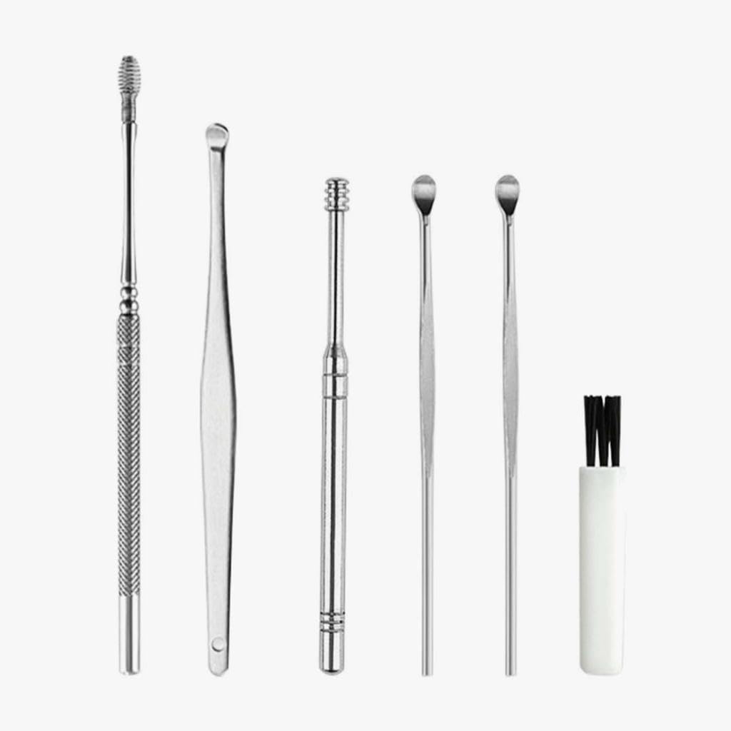 SANEC 6 Parça Paslanmaz Çelik Kulak Balmumu Toplayıcı Çıkarıcı Temizleyici Bakımı Çubuk Seti