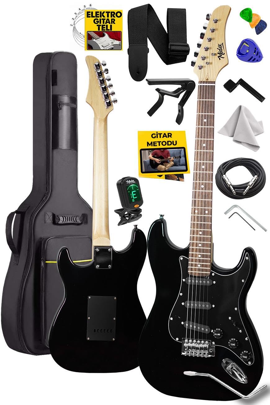 Midex RPH-30BK Gül Klavye Strat Kasa SSS Elektro Gitar Seti