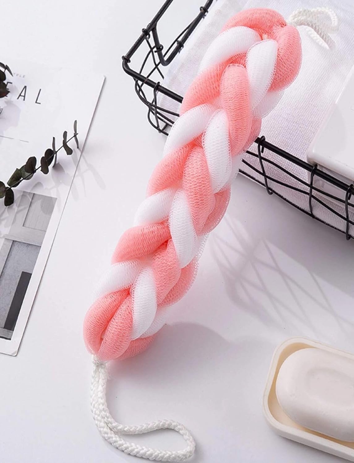 Busstier Uzayabilen Elastik Banyo Lifi - Premium Düğümlü ve Uzun Banyo Lifi, Esnek ve Yumuşak Derinlemesine Temizlik İçin, Köpüren ve Dayanıklı Vücut Fırçası