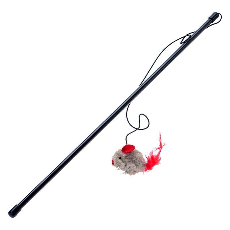 Busstier Peluş Hayvan Figürlü Sesli Kedi Oltası Oyuncağı - Eğlenceli ve Hareketli Peluş Kedi Oyuncağı, Ses Çıkaran Figürlü Kedi Oltası ile Kedinizin Av İçgüdüsünü Destekleyen İnteraktif Oyun