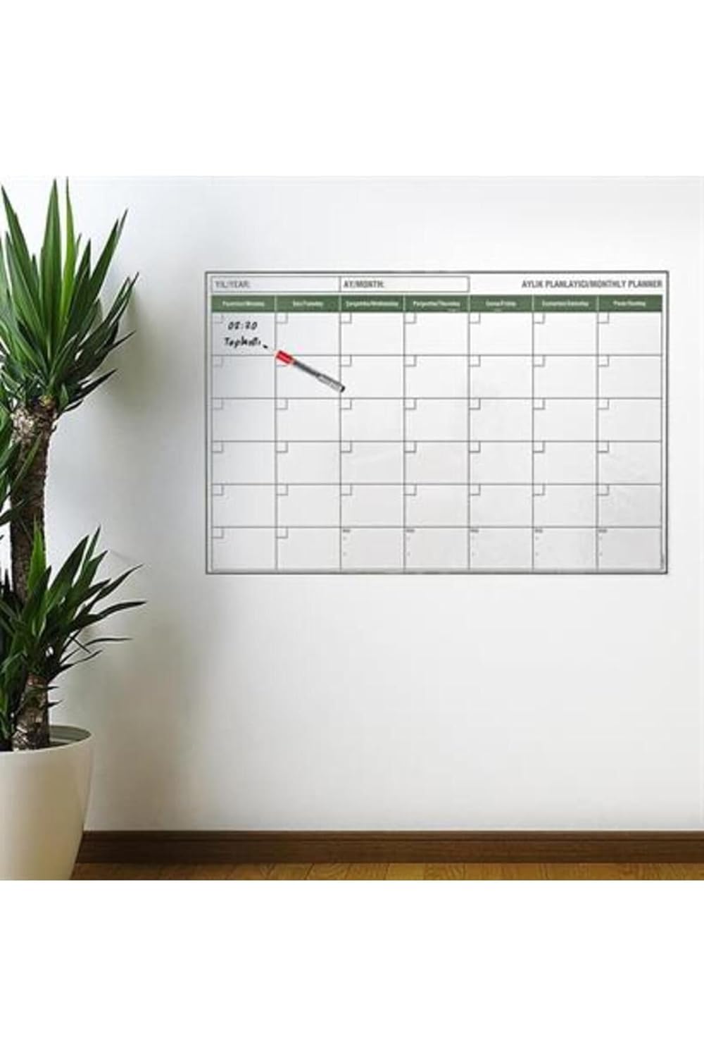 Roichil Manyetik Yapışkanlı Bir Aylık Program Planlayıcı Takvim 85x56 cm Gri