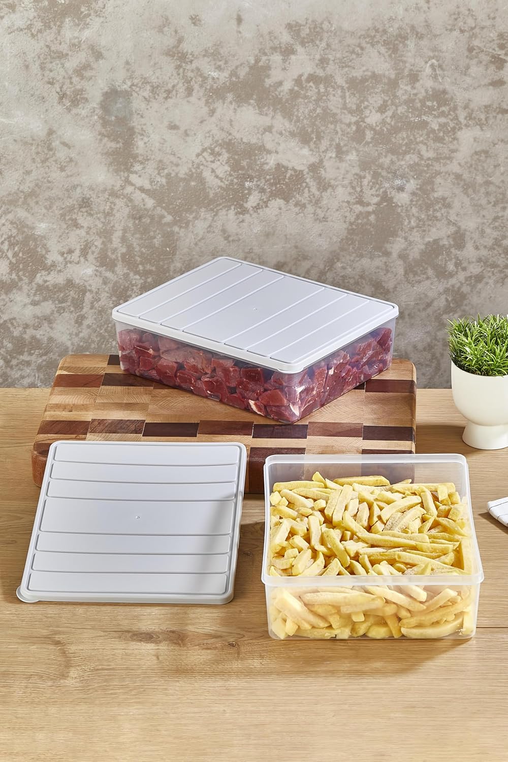 Selka Home Nora 2'li 4 lt. Saklama Kabı AÇIK GRİ
