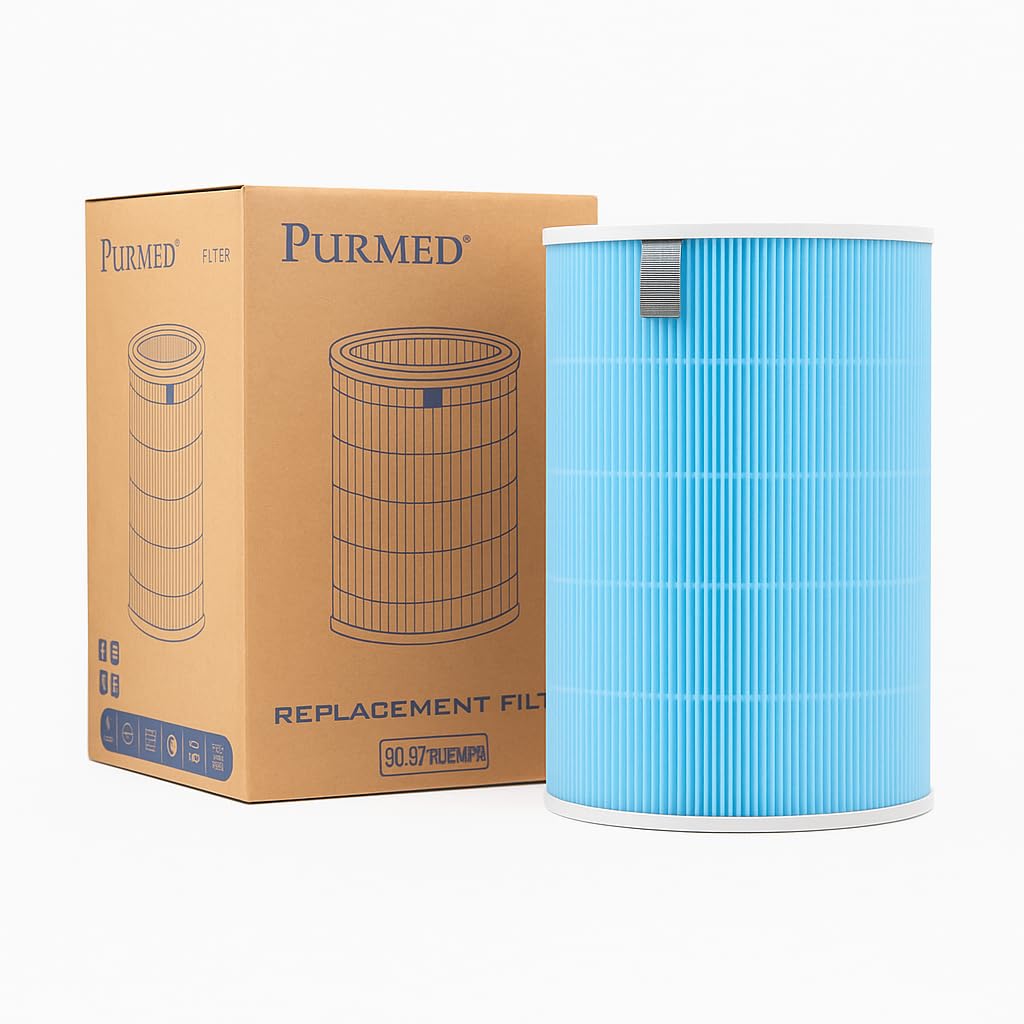 Purmed Xiaomi Smart Air Purifier Pro H Uyumlu H13 HEPA + Aktif Karbon Filtre | RFID Çipli | Mavi Renk | Yüksek Verimli 3 Katmanlı Filtrasyon
