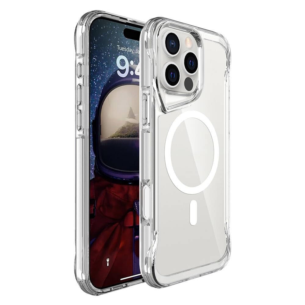Zore Apple ile uyumlu iPhone 16 Pro Max Kılıf Zore M-safe Şarj Özellikli T-Max M-safe Kapak Şeffaf