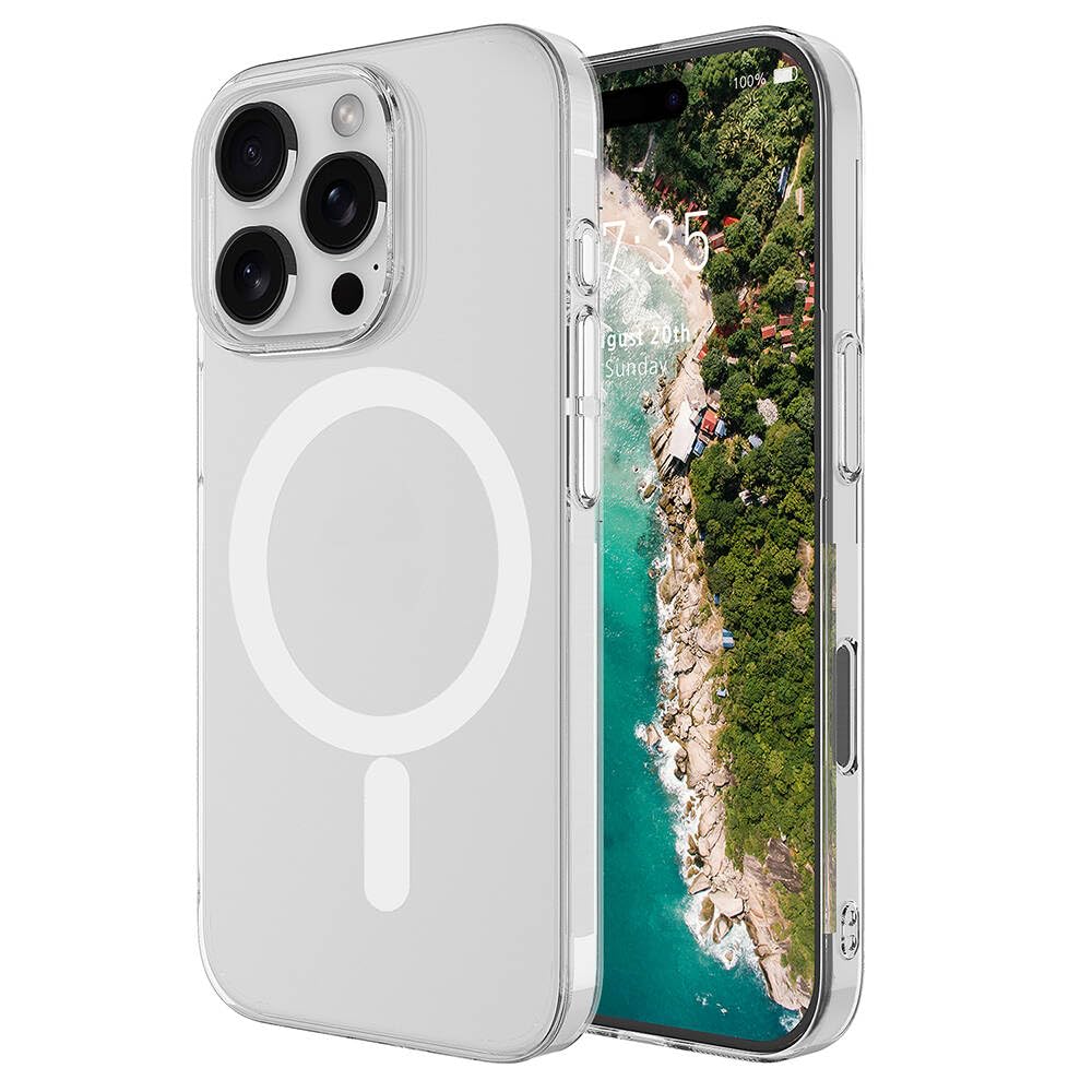 Zore Apple ile uyumlu iPhone 16 Pro Max Kılıf Zore M-safe Şarj Özellikli Şeffaf Tek Kamera Çerçeveli Porto Kapak Şeffaf