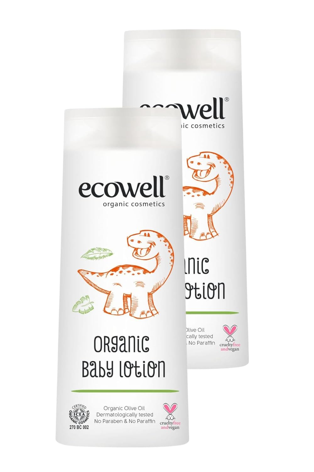Ecowell Bebek Yüz & Vücut Losyonu Organik & Vegan Sertifikalı Nemlendirici Krem Parabensiz 2X300ml