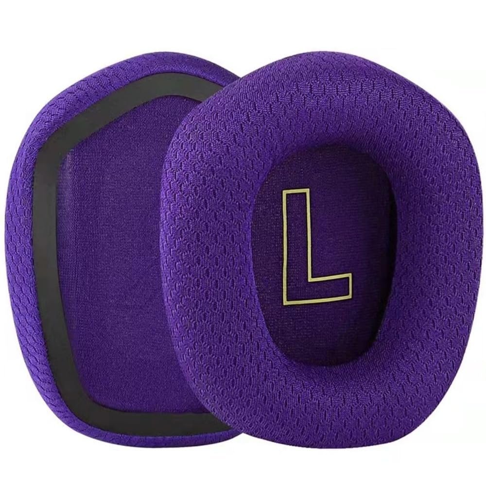 G733 yedek kulak yastığı, file kumaş, Logitech G733 Lightspeed RGB kablosuz kulaklık ile uyumlu, yüksek yoğunluklu hafızalı köpük, kulak yastığı, kulak koruyucu, kulak kepçesi, onarım parçaları, mor
