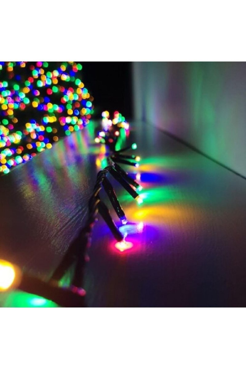 Kuzey Dekor Yılbaşı Noel Işıkları 50 Metre Renkli Led Işık 220v Fişli Siyah Kablo Işık Profesyonel Kalite RENKLİ