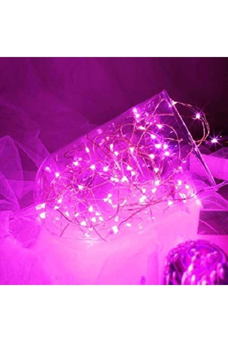 Kuzey- BATTERY PİNK LED LİGHT 10 METRE PİLLİ PEMBE LED IŞIK PEMBE PİLLİ IŞIK KIR DÜĞÜNÜ GELİN YOLU IŞIĞI PEMBE
