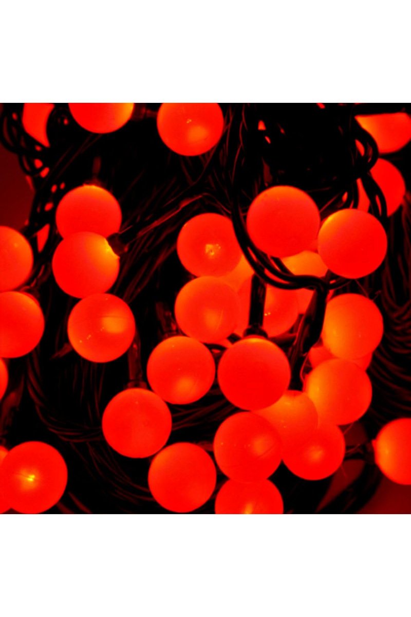 Kuzey 4.30 Metre Kırmızı Top Led Işık Kırmızı Işık 220 V Fişli Yılbaşı Ağacı Işığı Kırmızı Top Işık Red KIRMIZI