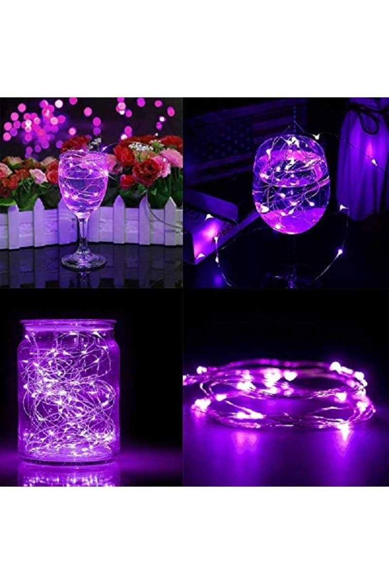 Kuzey DEKOR DÜĞÜN IŞIKLARI PURPLE LED LİGHT 2 METRE MOR PİLLİ LED IŞIK PARLAK PERİ LED IŞIK MOR LED IŞIK MOR