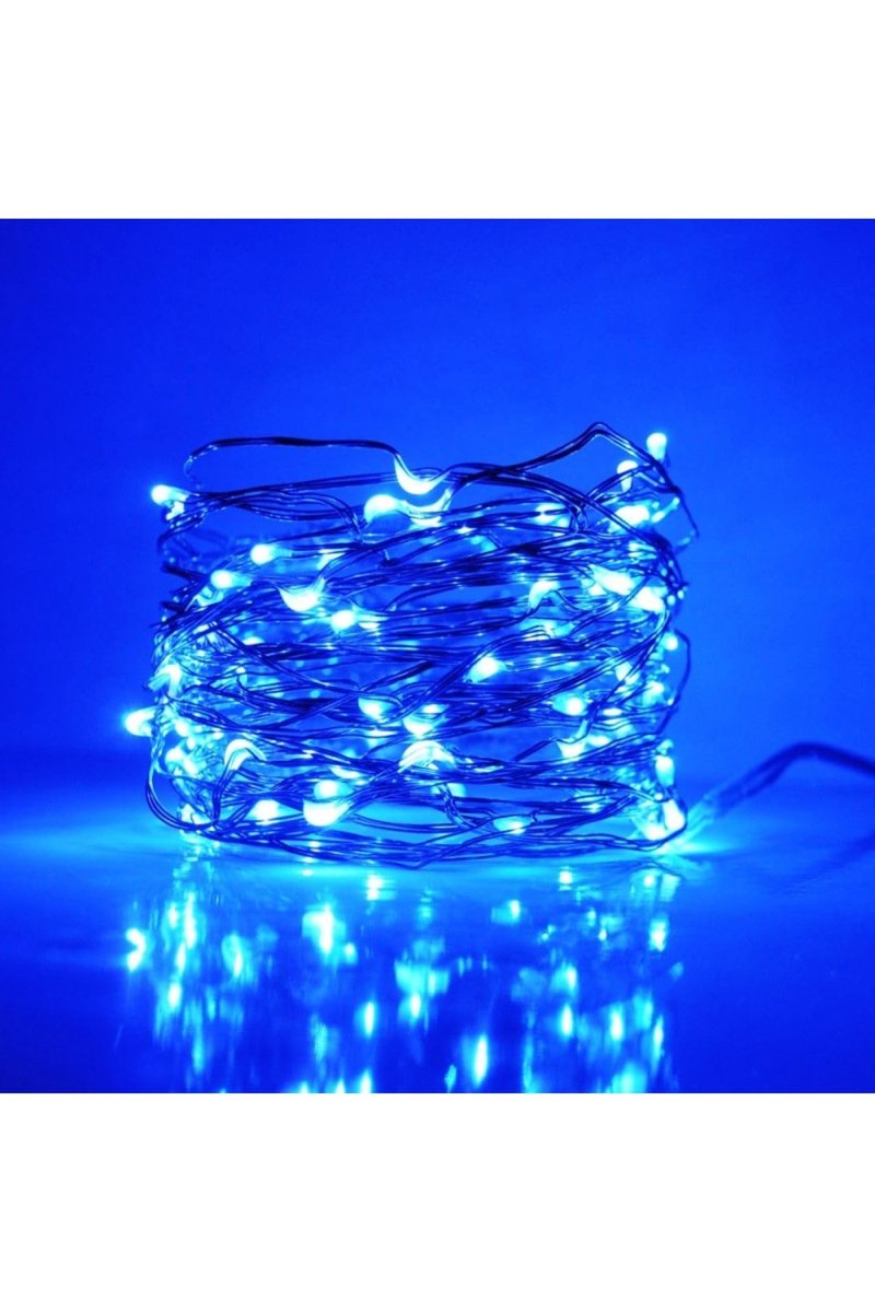 Kuzey 2 METRE MAVİ PİLLİ LED IŞIK ULTRA PARLAK CANLI MAVİ IŞIK SABİT YANAR MİCRO DÖKME LED SU GEÇİRMEZ MAVİ