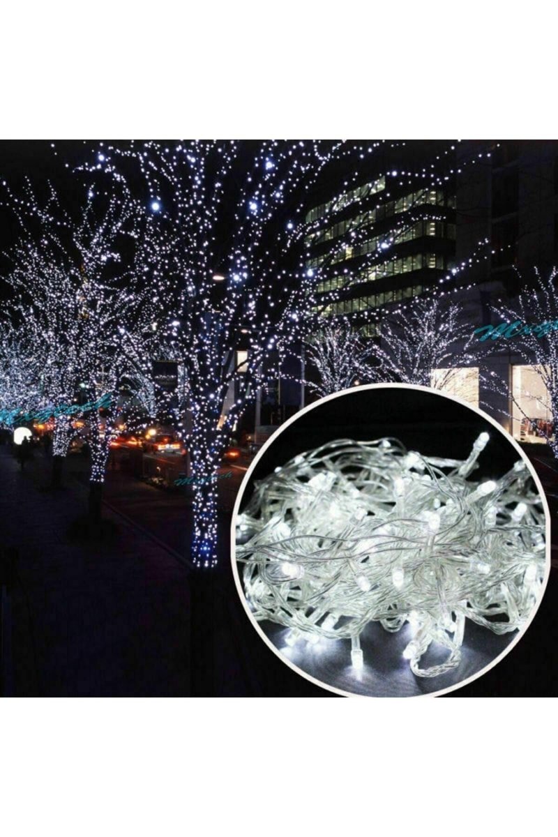 Kuzey 10 Metre 100 Led Beyaz Led Işık Yılbaşı Ağacı Işığı 220 Volt Beyaz Işık Noel Işığı Yılbaşı Işıkları- BEYAZ