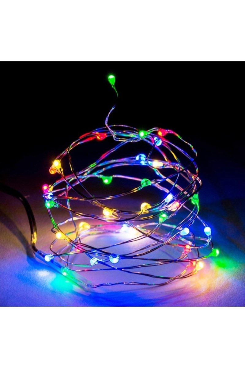 Kuzey DEKOR DÜĞÜN IŞIKLARI LED RGB MİKRO PERİ LEDLİ PİLLİ RENKLİ LED IŞIK RENKLİ PİLLİ IŞIK 5 METRE RENKLİ RENKLİ