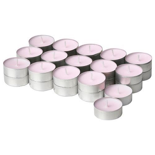 IKEA 30 Lu Yasemin,Zambak Kokulu Mum Çiçek Kokusu Mini Mum 3.8 Cm Açık Pembe
