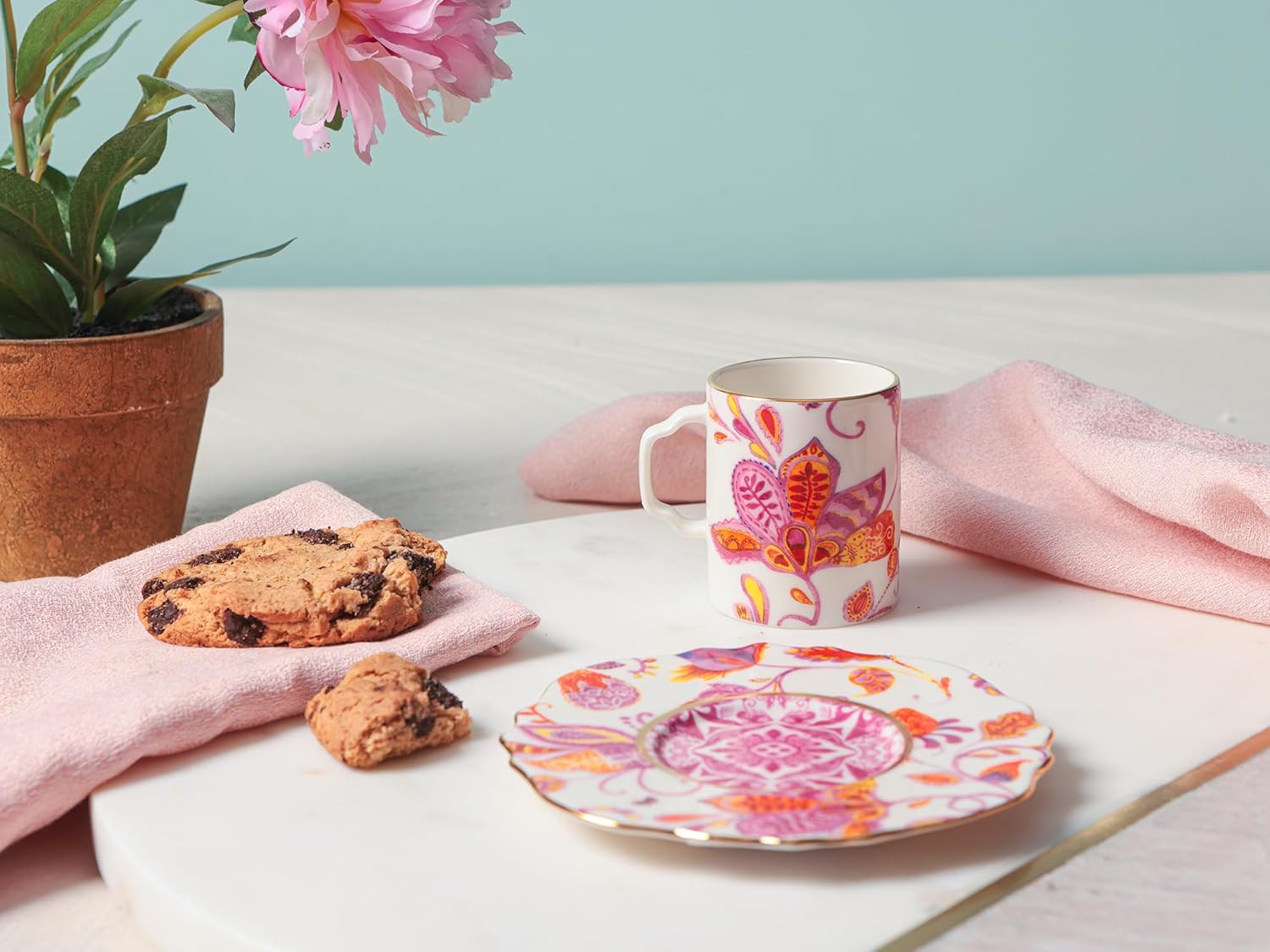 Porland Pinky Desen1 Tabaklı Kahve Fincanı 80 cc, Tekli