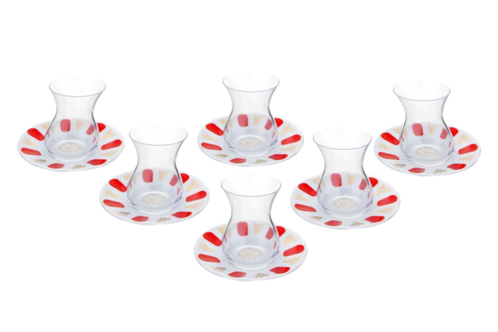 Porland Kırmızı Yaldız Tutku 12 Parça 6 Kişilik Çay Takımı