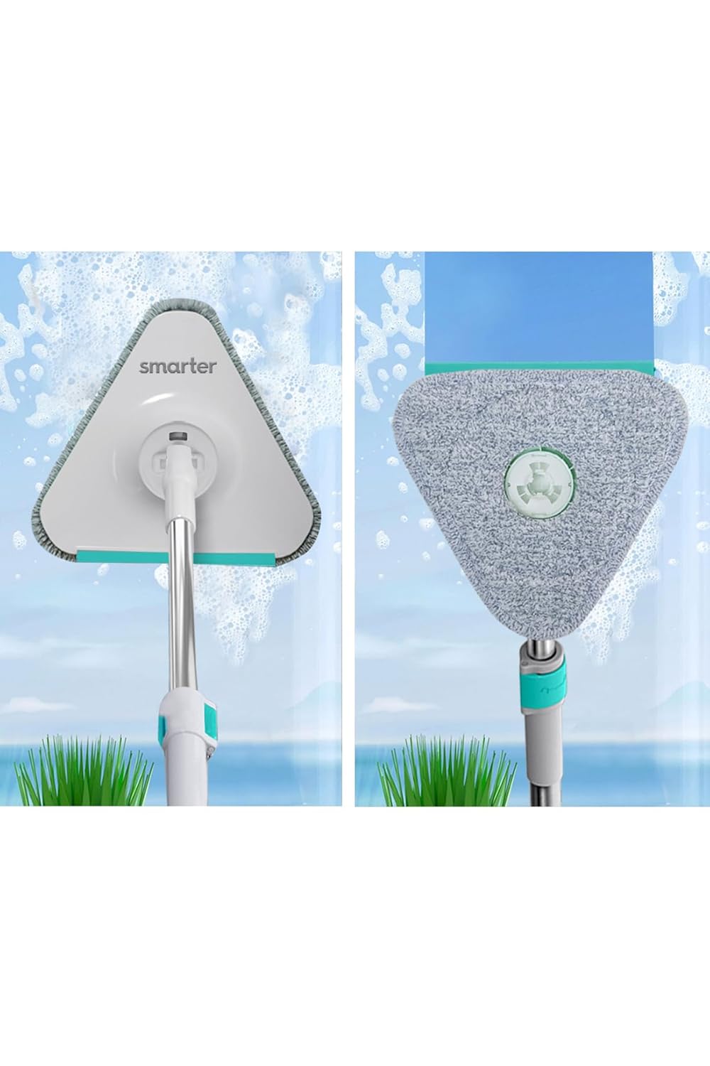 SMARTER Aqua Master Üçgen Aparat + Mop Camlar Ve Zorlu Köşeler İçin Temizlik Paspas