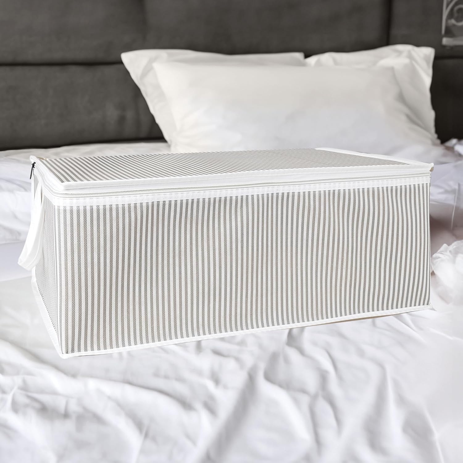 Pazar Kapısı Baza Altı Düzenleyici Kumaş Hurç Büyük Boy Organizer (65 x 45 x 22) (1 Adet Gri Büyük Boy)