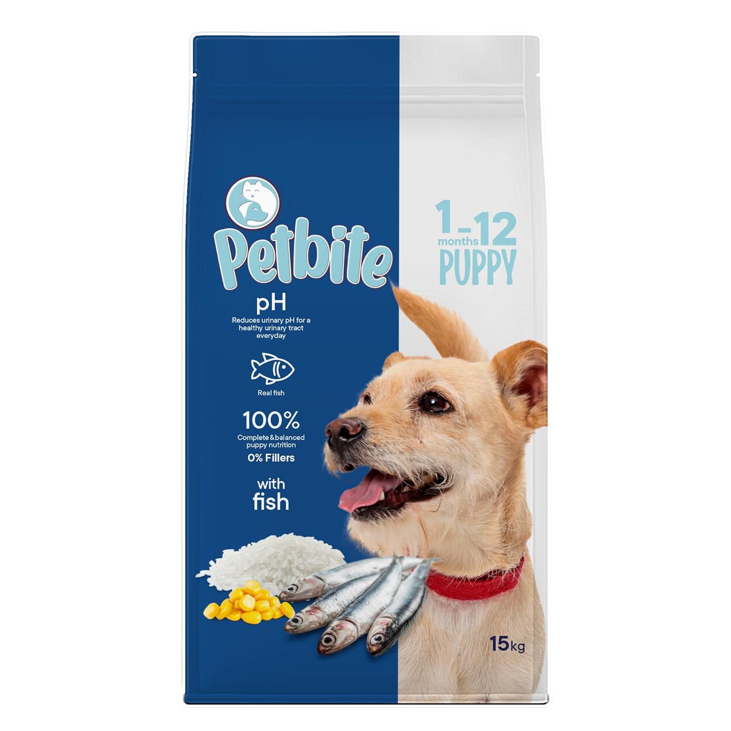 Petbite Yavru Köpekler İçin Balık Etli Kuru Köpek Maması (15 Kg, Balık)