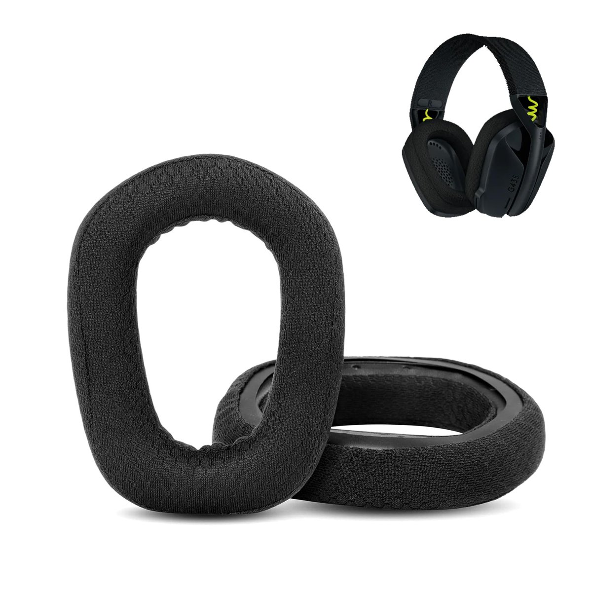 Logitech G435 G 435 Bluetooth kablosuz oyun kulaklığı ile uyumlu yedek nefes alan kulak yastığı, yastık (nefes alan kumaş/yüksek yoğunluklu köpük)