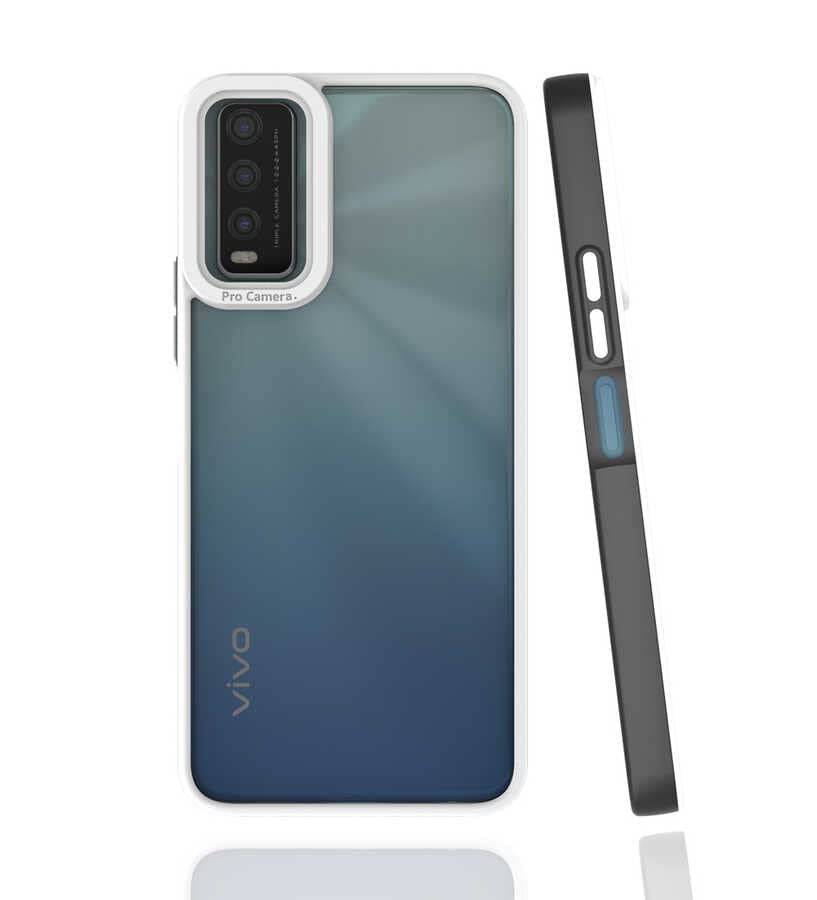 Ehr. Vivo Y20 Uyumlu Kamera Korumalı Arkası Mat Yanları Renkli TPU Silikon Kılıf (Siyah, Vivo Y20)