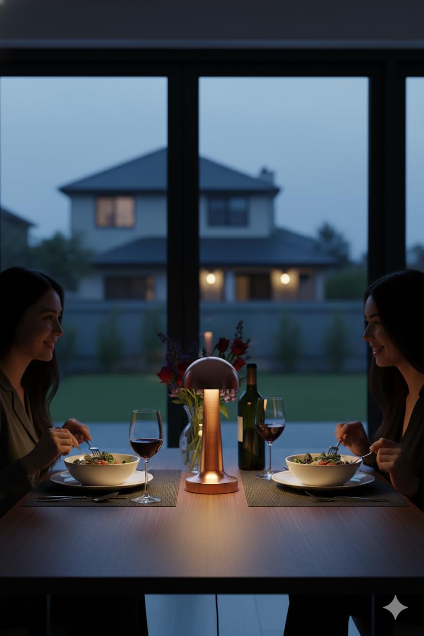 Amber LED Şarj Edilebilir Taşınabilir Masa Lambası - Dokunmatik Aç/Kapa ve Parlaklık Ayarı, 3 Renk Seçeneği (Rose Gold, Lotus)