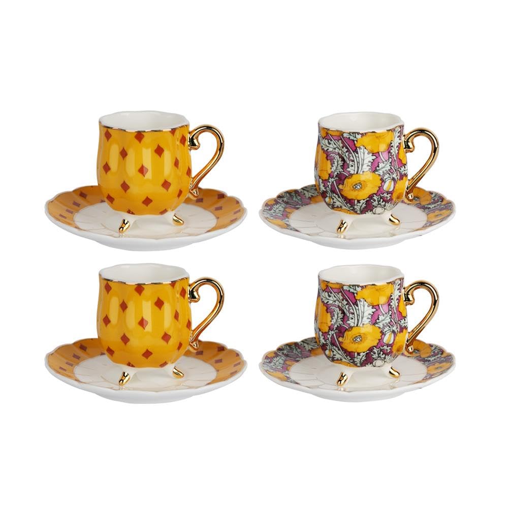 Lucky Art Eliana Bone Dörtlü Ayaklı Kahve Fincanı Seti