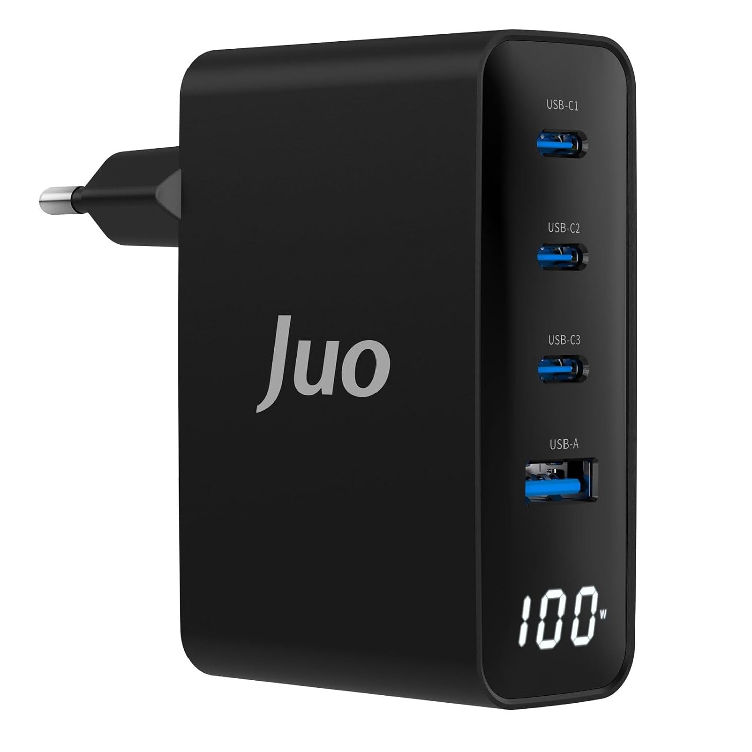 Juo 100W GaN Led Ekranlı 3 Type-C + USB-A Hızlı Şarj Cihazı iPhone & Macbook & Notebook Şarj Aleti