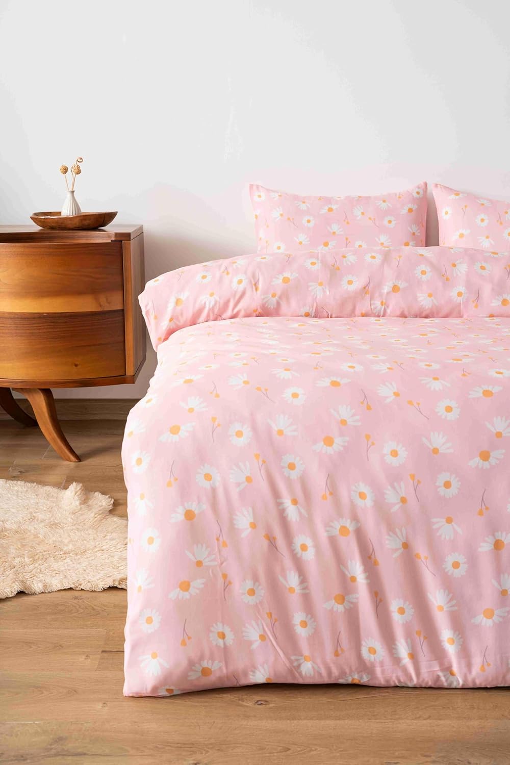 Pudra Papatyalı Tek Kişilik Nevresim Takımı, Pamuklu