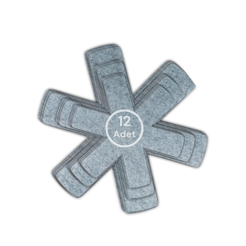 Beylini 12 Li Set Tencere Tava Koruyucu Borcam Çizdirmez Keçe Düzenleyici (Gri)