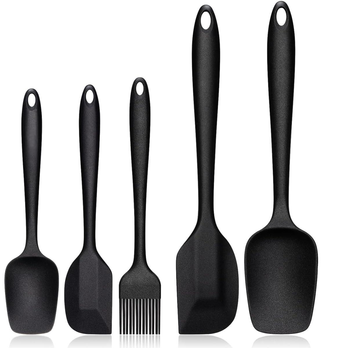 Promosyonca 5 Parça Silikon Spatula ve Fırça Seti, Siyah